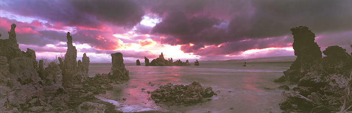 Fine Art Panoramic Landscape Photography Cloudy Moring at South Tufas, Mono Lake, Eastern Sierra